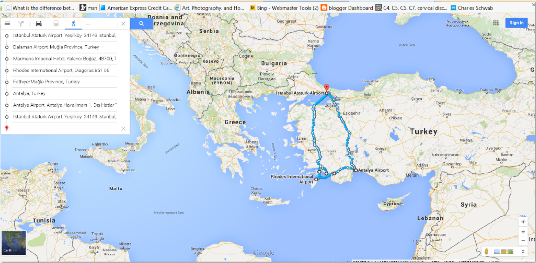 Southern Turkey Route, Istanbul to Rhodes, Greece to Fetheyi, Southern Turkey