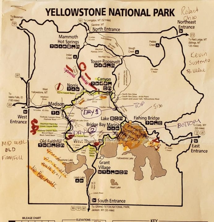 yellowstone national park route